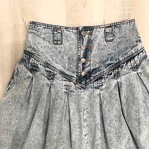 Vtg 80’s JORDACHE Acid Wash Denim Pleated Midi Circle Skirt Pockets size 10